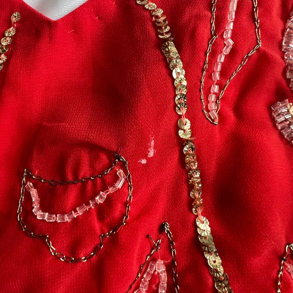 Free People | Embroidered Beaded Red Shift Dress - Picture 8 of 8